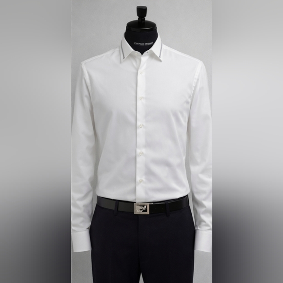 Emporio Armani Crisp White Dress Shirt SIZE M. NWT Has Authentification Card - Picture 2 of 12